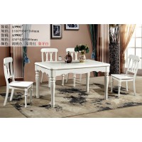 木佰创美式家具：象牙白美式压纹餐桌A9901#