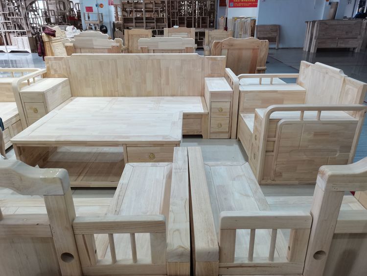 南康光明白坯实木床家具加工市场展厅实拍