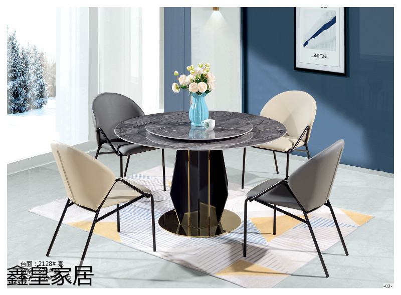 江西南康鑫皇微晶石、大理石、岩板餐桌椅1