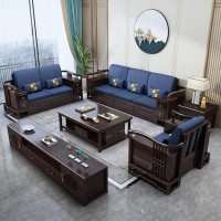 瑞联新中式家具：809#高箱沙发+三件套