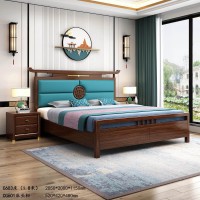 卫府里新中式家具：床C603、床头柜CG601