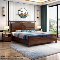 卫府里新中式家具：床C603、床头柜CG603