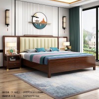 卫府里新中式家具：床C612、床头柜CG603