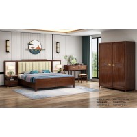 卫府里新中式家具：床C612、床头柜CG603、趟门衣柜BG603