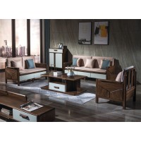 木来客现代轻奢极简黑胡桃木家具：6W02#沙发