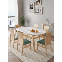 匠者白蜡木系列家具：JD-628长餐桌椅原木色