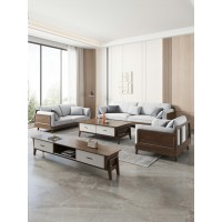 匠者白蜡木系列家具：JD-613沙发胡桃色1+2+3