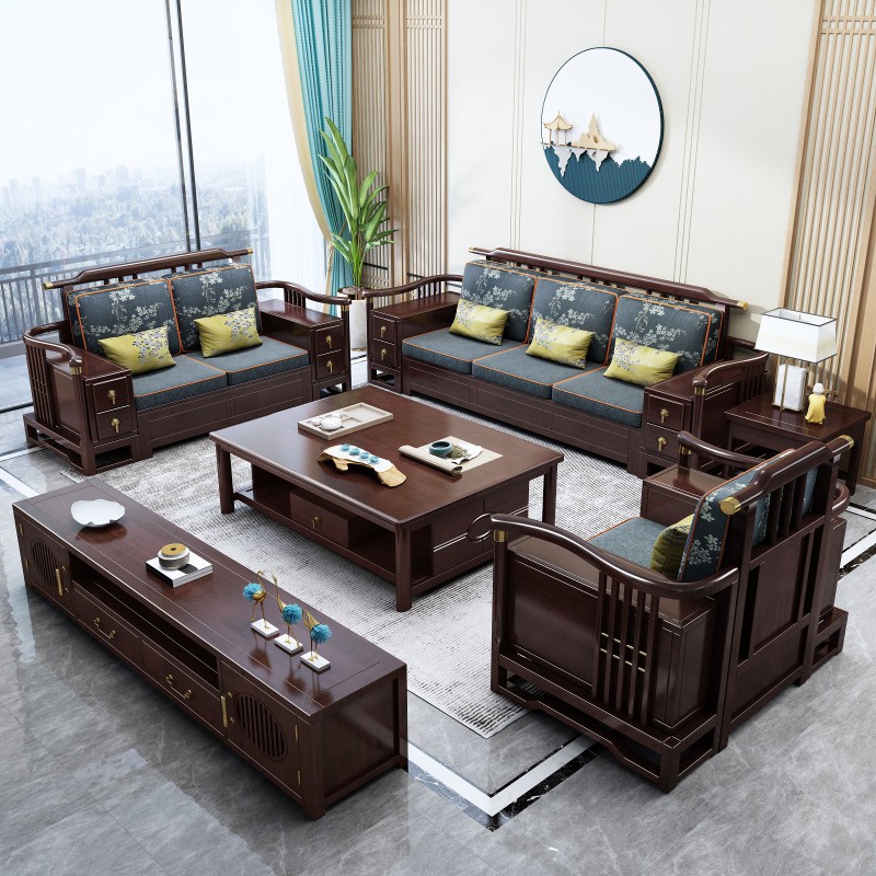 瑞联新中式家具：809#高箱高靠沙发