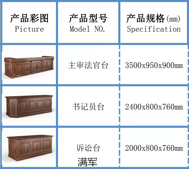 满军法院家具、公检法家具