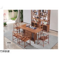 竹林新家现代中式茶室家具，南康实木茶台，江西虎斑木、乌金木茶台茶桌生产厂家